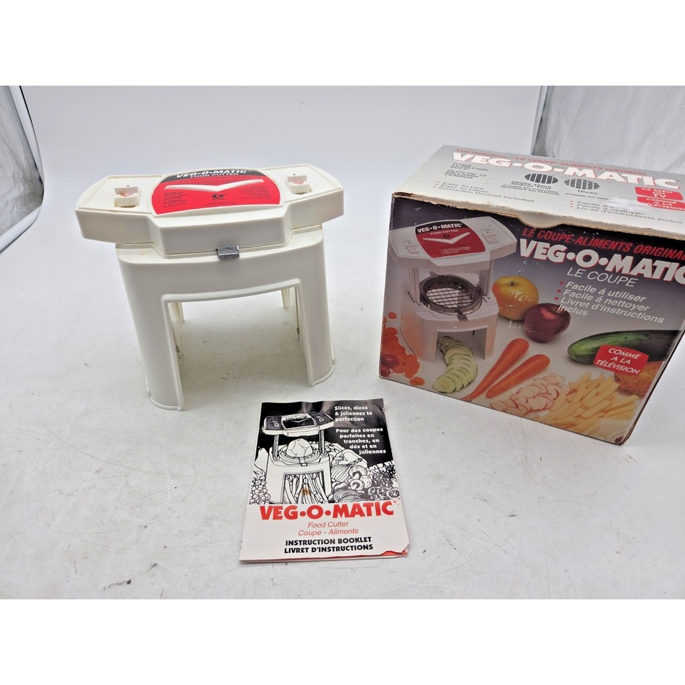 Vintage Veg-O-Matic Food Cutter With Box and Manual - Missing one Blade